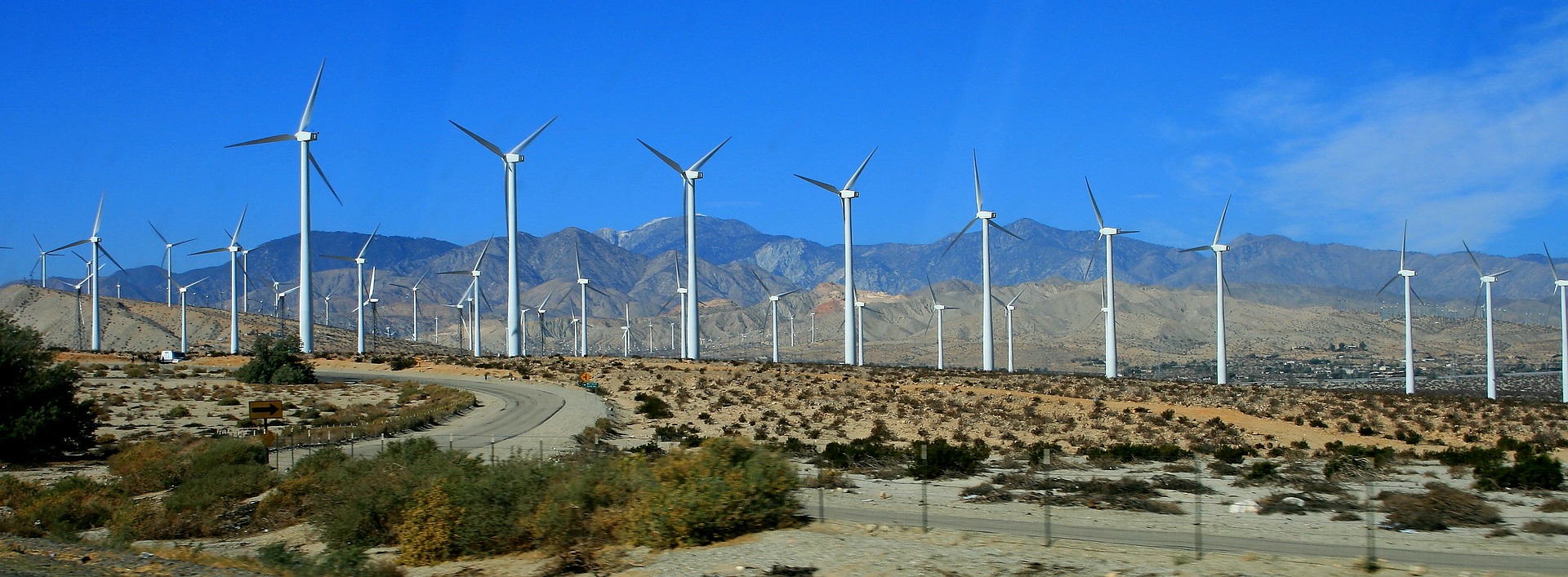 Wind turbines.