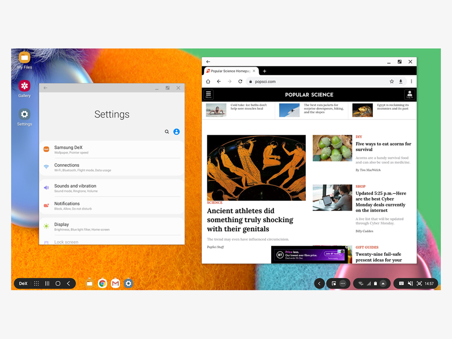 Screenshot of Samsung DeX