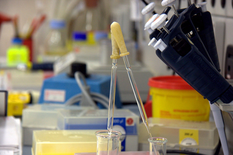A lab with pipettes