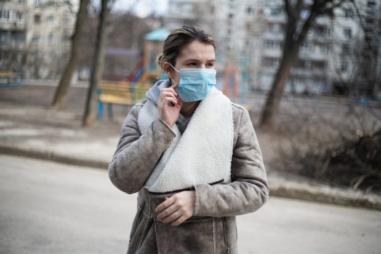 a person wearing a mask