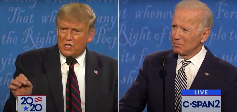 President Donald Trump (left) and former Vice President Joe Biden at the first 2020 presidential debate