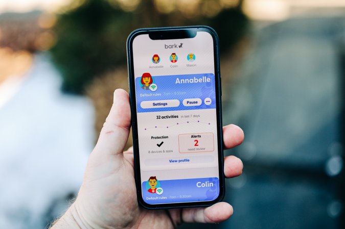 Bark app on an iPhone handheld outdoors