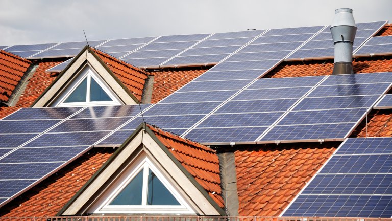 solar panels on a roof