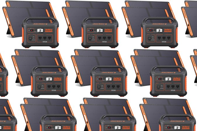 A Jackery solar generator bundle on a plain white background
