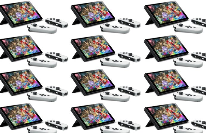 Nintendo Switch OLED Edition in a tiled configuration
