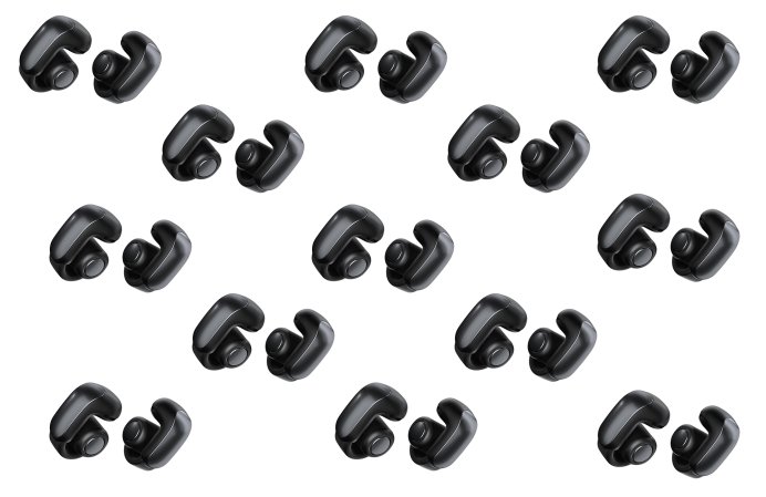 Bose Ultra Open Earbuds copied and pasted multiple times across a white background