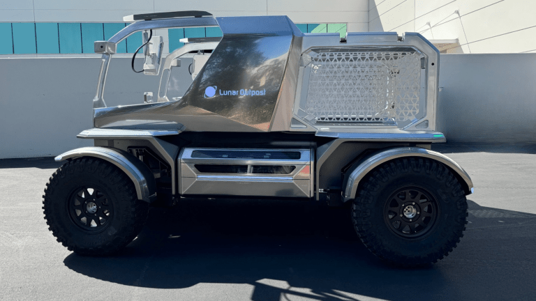 Lunar rover prototype in parking lot