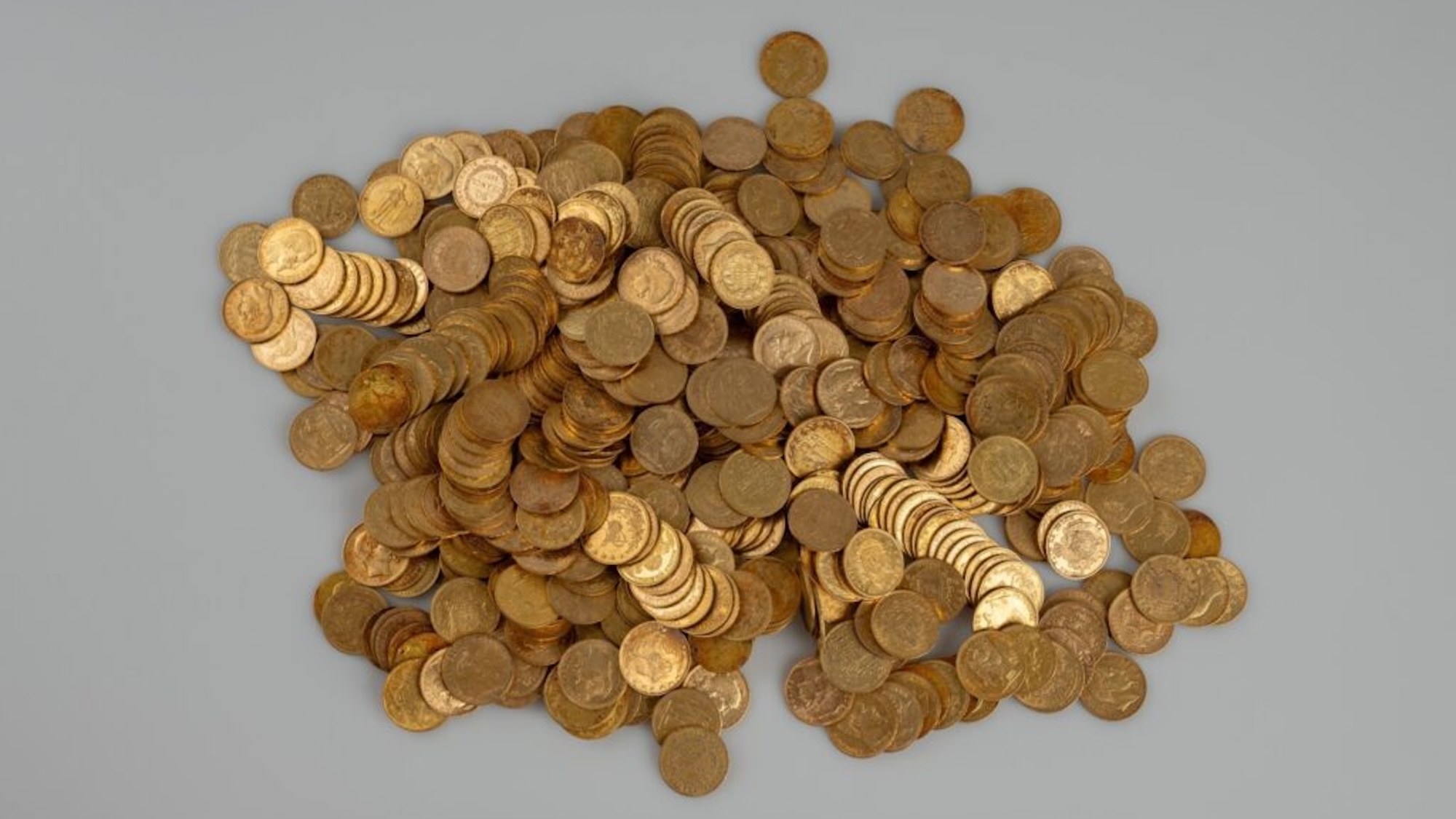 Pile of historic gold coins