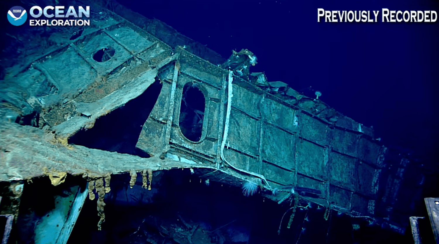 Portion of WWII shipwreck underwater