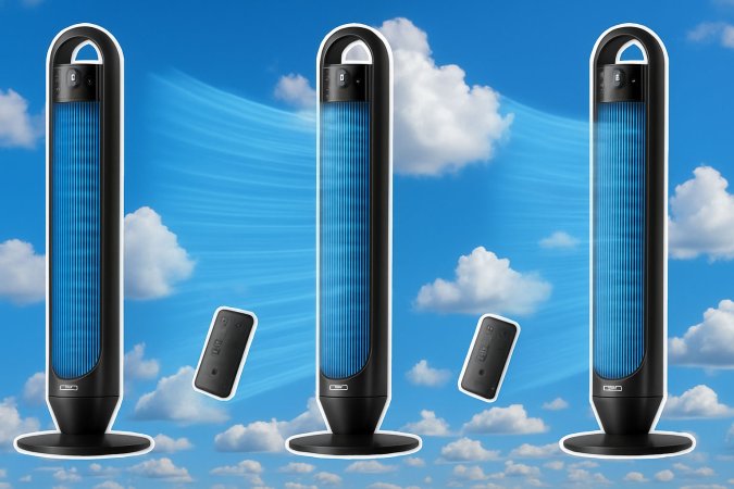 Dreo fans on a cloudy background in a row on sale at Walmart